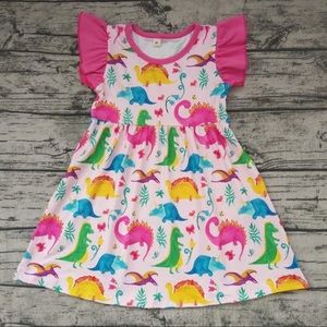Boutique dinosaur 🦖 🦕 cute pink ruffle dress